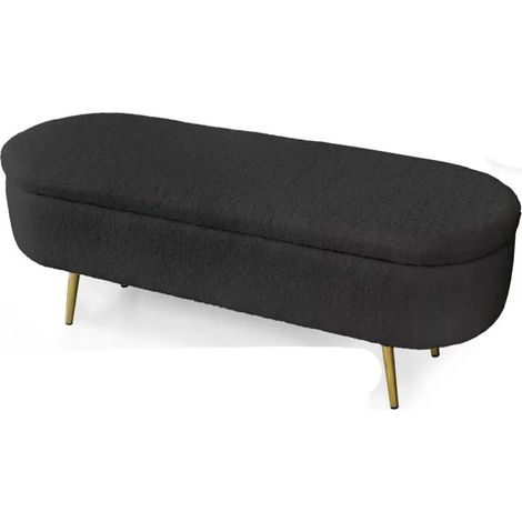 Schwarze teddy-panca mit Stauraum 122x41x47