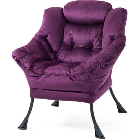 Fauteuil paresseux avec cadre métallique et poche latérale, confortable pour salon et chambre (1/5)