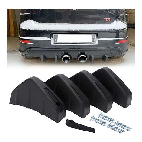 Universal Car Rear Bumper Diffuser Spoiler Black Auto Rear Bumper Lip Diffuser Shark Fin Spoiler Anti-Collision Separator (1/5)