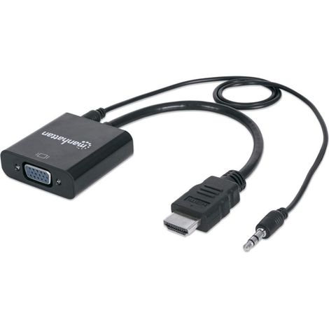 Adaptador de cable Manhattan 151559 de 0,3 m HDMI + 3,5 mm VGA (D-Sub) Negro (1/5)