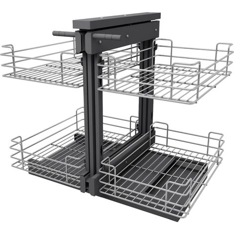 1 Organiseur coulissant Armoire angle 900mm Panier acier 2 niveaux Ouverture gauche droite Cuisine (1/5)