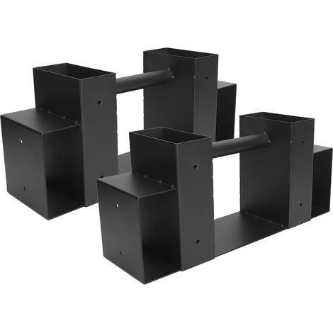 Kit de 2 supports réglables pour rangement de bûches bois extérieur cheminée avec vis noir (1/5)