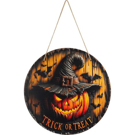 20 cmDécoration d'Halloween suspendue, couronne ronde en acrylique en forme de citrouille pour, convient à la décoration murale extérieure. (1/4)