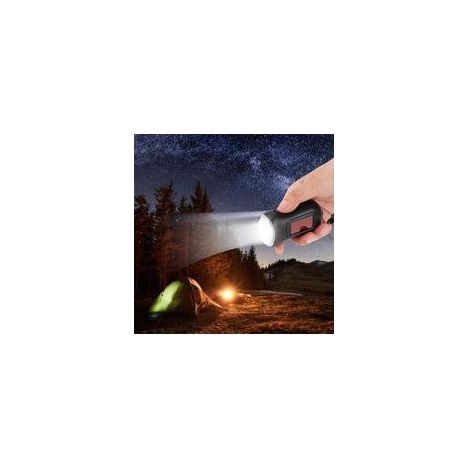 Lampe torche d'urgence portable, lampe torche à manivelle, noire, plastique (1/4)
