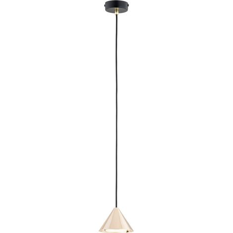Lampada a Sospensione Elit, Acciaio verniciato a polvere, Nero, Oro, 12x100x12 cm (1/5)