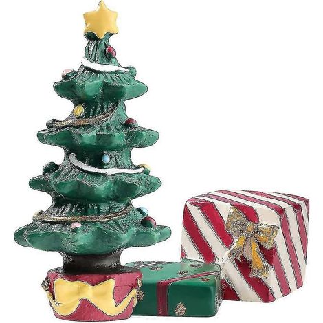 Decoración navideña para acuario, árbol de Navidad, caja de regalo, miniatura de resina, adornos de paisaje para peces. (1/5)
