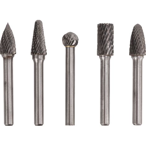 5PCS 1/4in 6mm Head Rotary Burr Bits Tungsten Steel Grinder Files for Metal Wood Carving