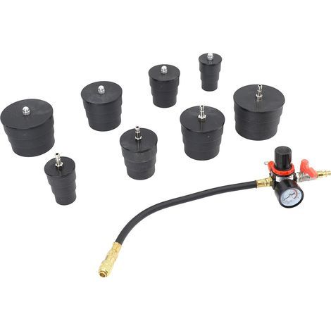 9-piece turbo leak tester – Pressure gauge, 35-90 mm adapters – Intercooler, radiator (1/5)