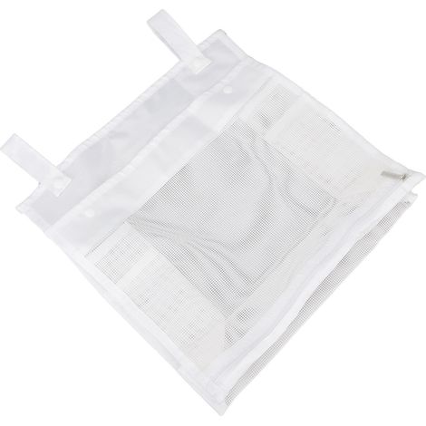 Organisateur de bain en filet pour bébé, grande capacité, avec fermeture éclair et bouton-pression, blanc. (1/5)