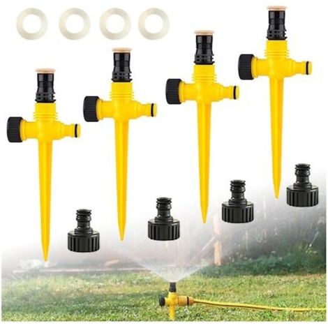 Lot de 4 arroseurs pelouse rotatifs 360°, irrigation jardin, grande couverture, faciles à installer (1/5)