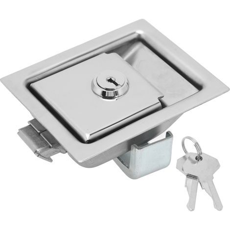Verrou à panneau encastré, acier inoxydable, loquet rectangulaire pour porte de remorque, poignée avec clé, cadenas pour boîte à outils de camion (1/5)