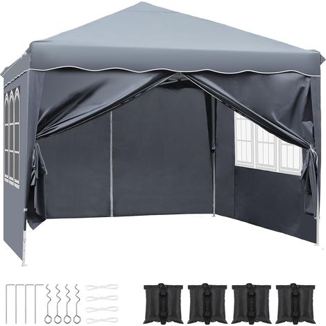 LIFERUN Pavillon 3x3m Wasserdicht Stabil Winterfest, Faltpavillon Faltbar Gartenzelt,Pop Up Partyzelt,Falt Pavillon Zelt mit 4 Seitenwänden,UV Schutz 50+ Metall-Verstrebungen für Camping(Grau) (1/5)