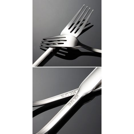 Tischgabeln – 12er-Set – Edelstahl, Standardausführung – Stärke 2 mm, Länge 205 mm – Edelstahl (1/3)