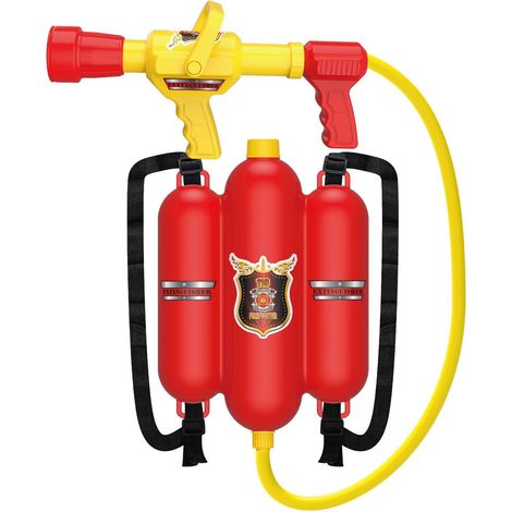 Sac à dos lanceur d'eau pompier, réservoir à eau avec pistolet et tuyau pour jeux extérieurs, fêtes de piscine et activités estivales. (1/5)