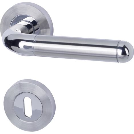 Alpertec BB-Rosettengarnitur Solid 4 Edelstahl silber rund Beschläge (1/2)