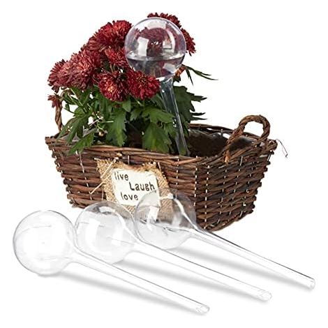 Relaxdays Bewässerungskugeln, 4er Set, Dosierte Bewässerung, 2 Wochen, Versenkbar, Topfpflanzen, Kunststoff, Transparent, PVC, Standard