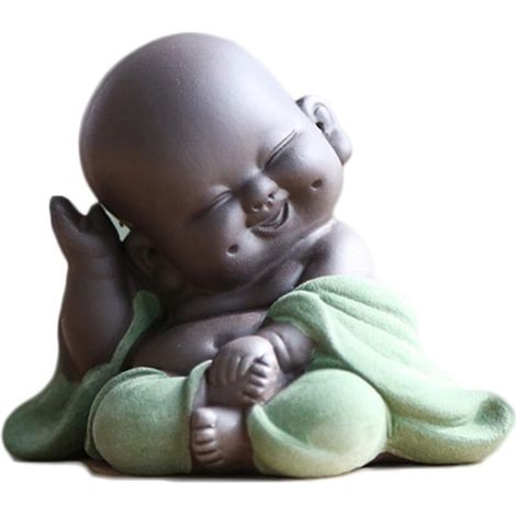 Bouddha Maitreya Riant (Vert), Statue de Bouddha en Céramique, Sculpture de thé D'ornement, Mini Ornements de Bouddha Chanceux Assis, Ornements de Jardin de Décoration Intérieure (1/5)