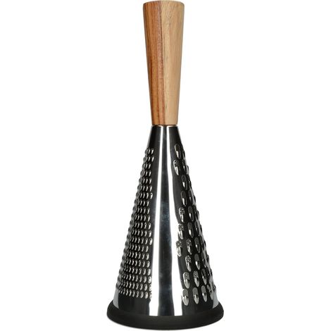 Creative Tops Gourmet spaziosa Conico grattugia per Formaggio con Manico in Legno (12,7 x 12,7 x 33 cm), in Acciaio Inox, Colore: Argento/Marrone, 13 x 13 x 33 cm (1/5)