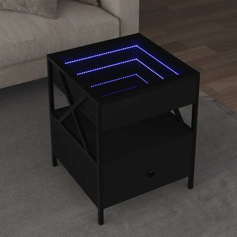 vidaXL Table basse avec LED Infinity noir 40x40x51 cm (1/5)