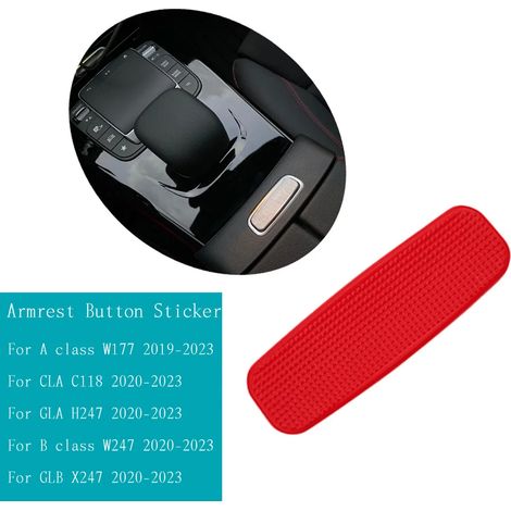 Autocollant rouge pour bouton d'accoudoir de voiture, compatible avec Mercedes-Benz Classe A et B, GLA, GLB, CLA, W177, W247, H247, X247, C118 (à partir de 2020). (1/5)