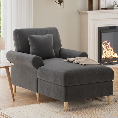 Sillón relax reclinable de terciopelo 133 cm OKMYHOME (1/5)