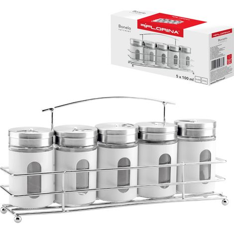 Ensemble de 5 pots à épices Florina Bonelo, blancs
