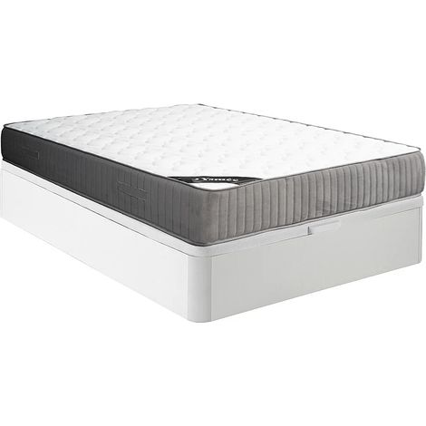Set 140x190cm rete contenitore Bianco + materasso schiuma HR e accoglienza lattice sp. 30cm - MALINO di YSMÉE (1/5)