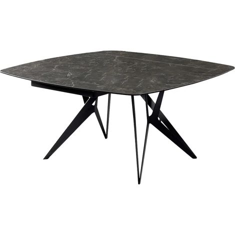Table extensible 90 à 160 cm céramique gris anthracite marbré - EMMETT