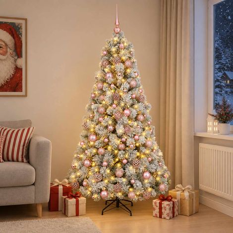 vidaXL Sapin de Noël artificiel avec boules 240 cm 300 LED Blanc chaud (1/5)