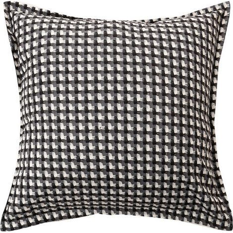 Motif à carreaux noirs, blancs et gris, 45x45 cm (taie d'oreiller simple) Taies d'oreiller en coton et lin à motif pied-de-poule, coussins de tête de lit, coussins de dossier, coussins de salon, houss (1/5)