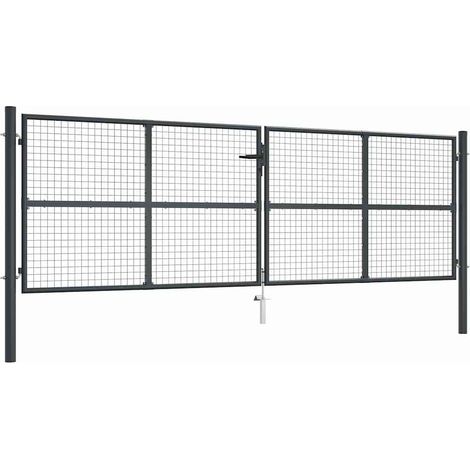 vidaXL Portail de jardin grillagé en acier galvanisé gris 400 x 125 cm (1/5)