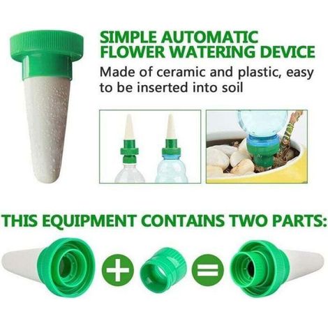 Distributeur D Irrigation Automatique - Cone En Ceramique - Goutte A Goutte - Pour Plantes D Interieur Et Exterieur - 4 Unites (1/4)