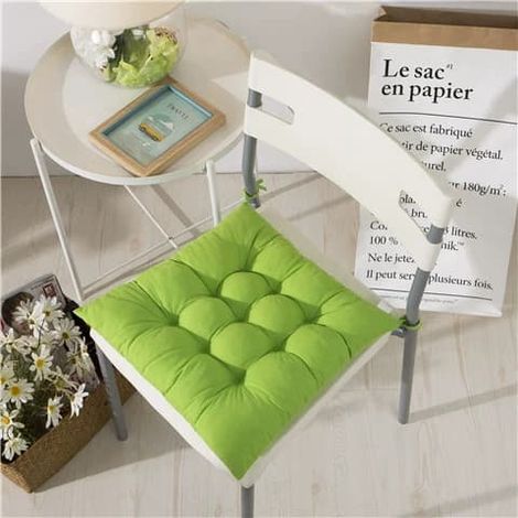 Lot de 4 coussins de chaise moelleux, avec ruban, pour salle à manger, jardin, terrasse ou cuisine (40 x 40 cm), vert fruit. - couleur (1/5)