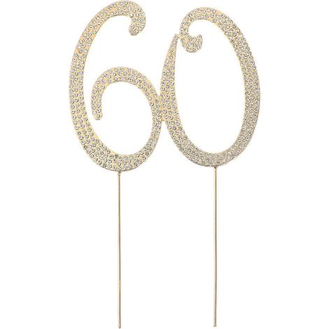 STOBOK 60 Décoration de gâteau avec strass scintillants pour une fête d'anniversaire de 60 ans (Or)