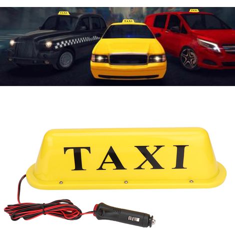 Panneau lumineux magnétique LED 12V pour taxi, à placer sur le toit d'une voiture, ultra-lumineux, avec allume-cigare (boîtier jaune) (1/5)