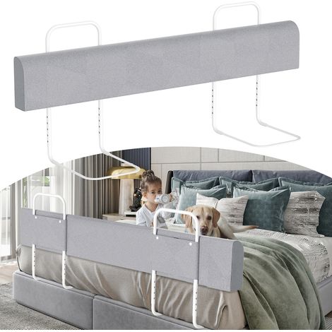 TolleTour 1x Bettgitter 150cm Grau, höhenverstellbares Bettschutzgitter, Kinderbettgitter Babybettgitter Rausfallschutz für Familienbett & Kinderbett (1/5)