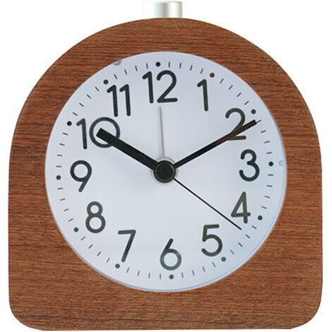 Réveil analogique en Bois - Horloge à Aiguilles Classique avec Fonctions Heure Alarme Snooze lumière - Bois foncé (1/5)