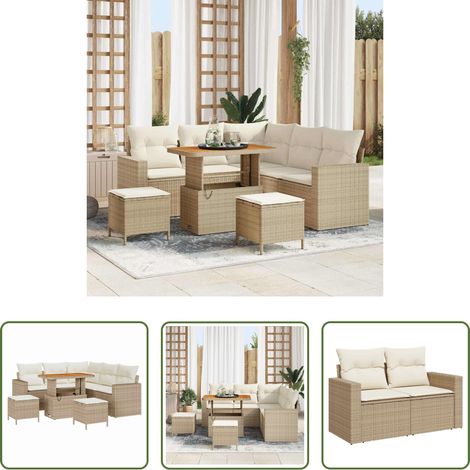 vidaXL Poly-Rattan - Gartensofa-set 8 pcs Beige Poly-Rattan (1/5)