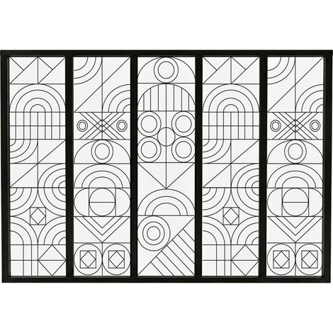Verrière atelier intérieure aluminium noir 5 vitrages 168 x 117 cm - Décor géométrique - Kaléido - noir et transparent - Verre trempé (1/5)