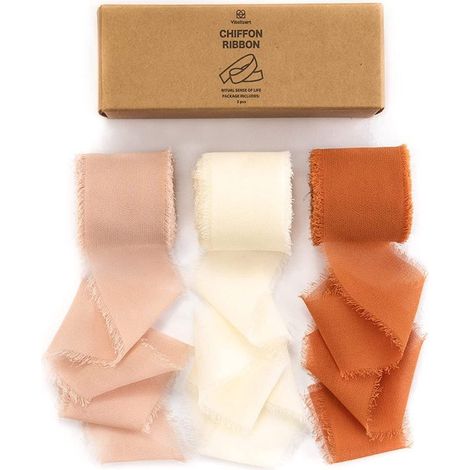 Nastro con bordi sfrangiati，3 rotoli，4 cm x 6,5 m，Nastro fatto a mano con nappe，Adatto per inviti di matrimonio，decorazioni per feste (1/5)