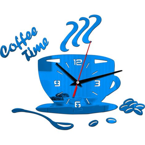 Horloge murale acrylique DIY moderne silencieuse forme tasse café stickers muraux chiffres creux (1/5)