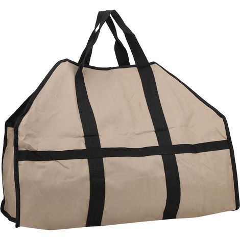 Sac de transport à bois grande capacité en tissu Oxford, pour bûches et charbon, couleur kaki (1/5)