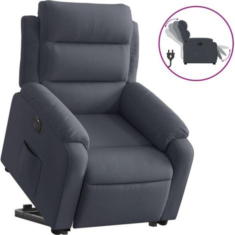 Fauteuil inclinable électrique en velours gris foncé (1/5)