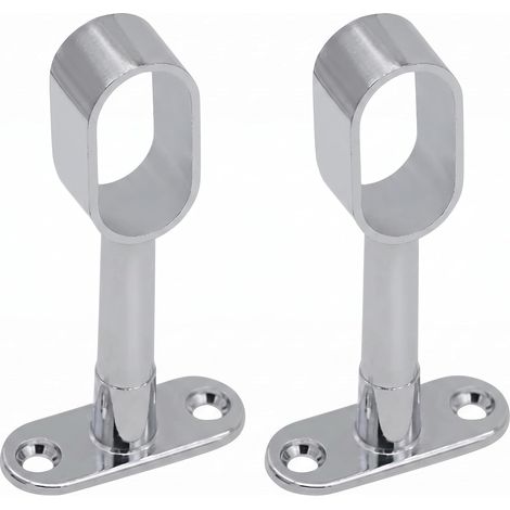 Support Tringle Penderie Ovale 16mm, Fixation de Barre Dressing Zinc, 2 Pcs (1/5)