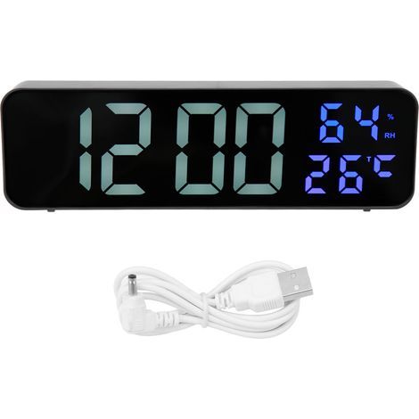 Multifunktionale digitale LED-Uhr mit Spiegel, 9,1 Zoll, Wecker, Datums- und Luftfeuchtigkeitsanzeige für Schlafzimmer, Wohnzimmer und Büro (1/5)