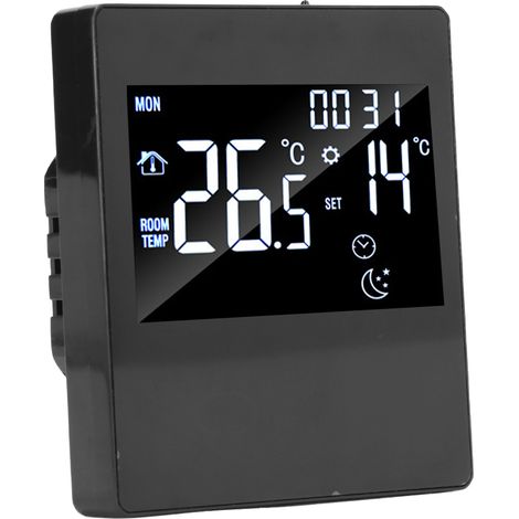 Intelligenter 3A-Thermostat mit LCD-Display, programmierbar, vielseitig, für die Warmwasserversorgung in Privathaushalten, Büros, Einkaufszentren, Hotels und Pflegeheimen, Schwarz, Standardmodell (1/5)