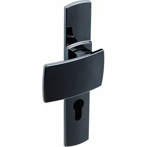 Ensemble de poignée Artis sur plaque - BEZAULT - Diamant noir - Plaque 185 x 41 mm - entraxe de fixation 165 mm - Porte palière - clé I