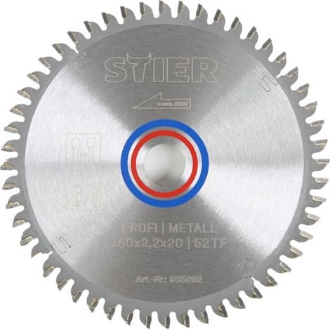 Lame de scie circulaire STIER Profi, métal, 160x2, 2x20 52TF, angle de coupe négatif -5° (1/4)