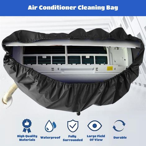 Housse de Protection pour le Nettoyage des Unités Intérieures des climatiseurs, Hotte de Lavage pour Climatiseur Mural étanche et Poussière avec Tuyau d'eau, Kit Nettoyage Climatisation Split (1/5)