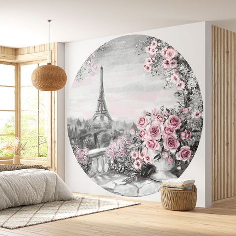 Papier peint rond / cercle - Paris Tour Eiffel - Diamètre 50 cm (1/4)